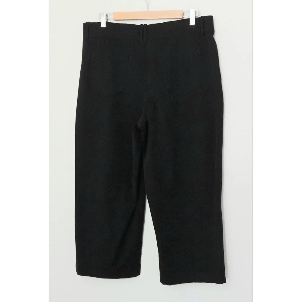 AnyBody‎ Pants Women's Size L All-Stretch Twill Wide Leg Cropped Black Pre-owned